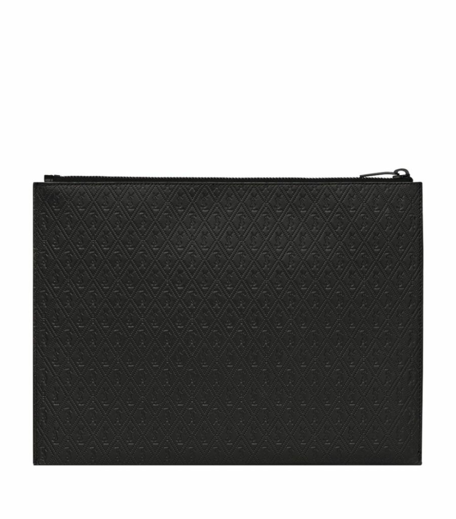 Men * | Hot Sale Saint Laurent Leather Zipped Tablet Holder 1000 Phone Cases