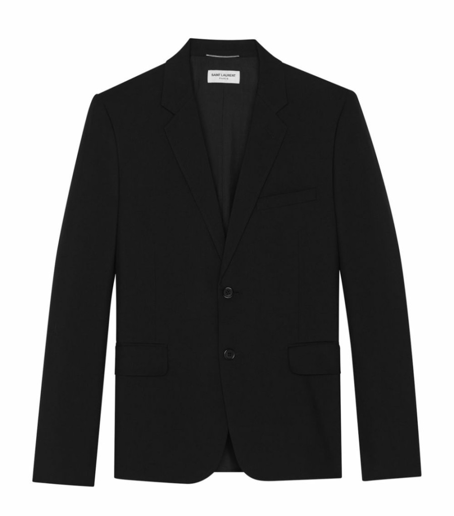 Men * | Promo Saint Laurent Wool Single-Breasted Jacket 1000 Blazers