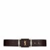 Women * | Outlet Saint Laurent Croc-Embossed Leather Belt 2053 Belts