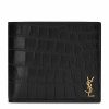 Men * | Outlet Saint Laurent Croc-Embossed Leather Monogram Card Holder 1000 Cardholders