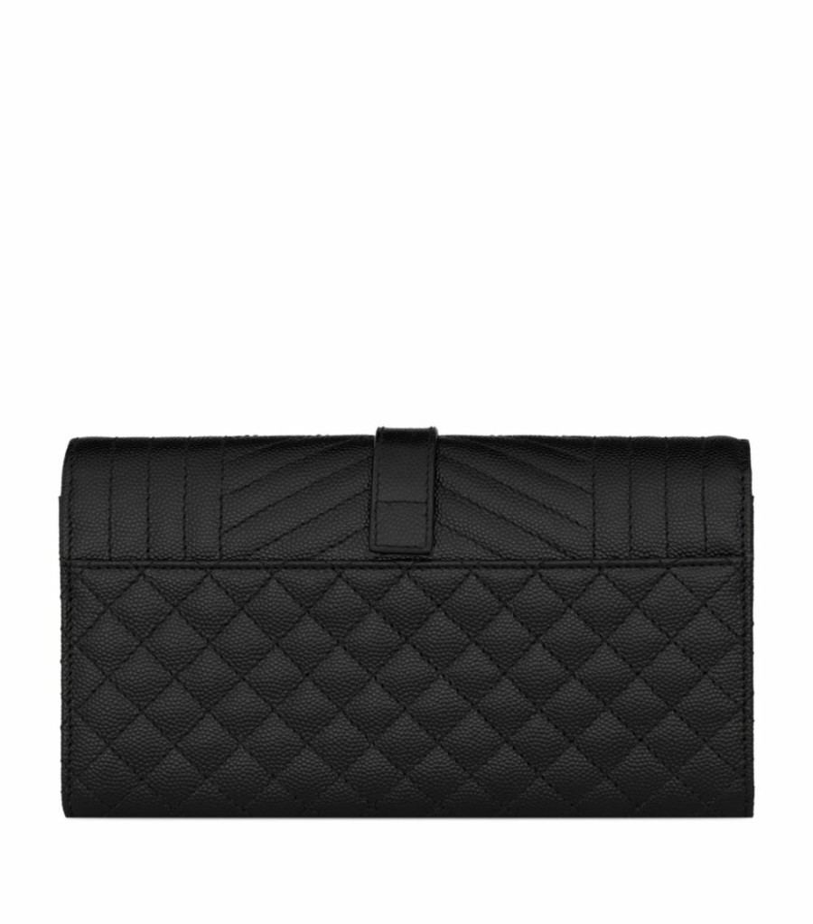 Women * | Flash Sale Saint Laurent Large Matelasse Monogram Flap Wallet 1000 Wallets