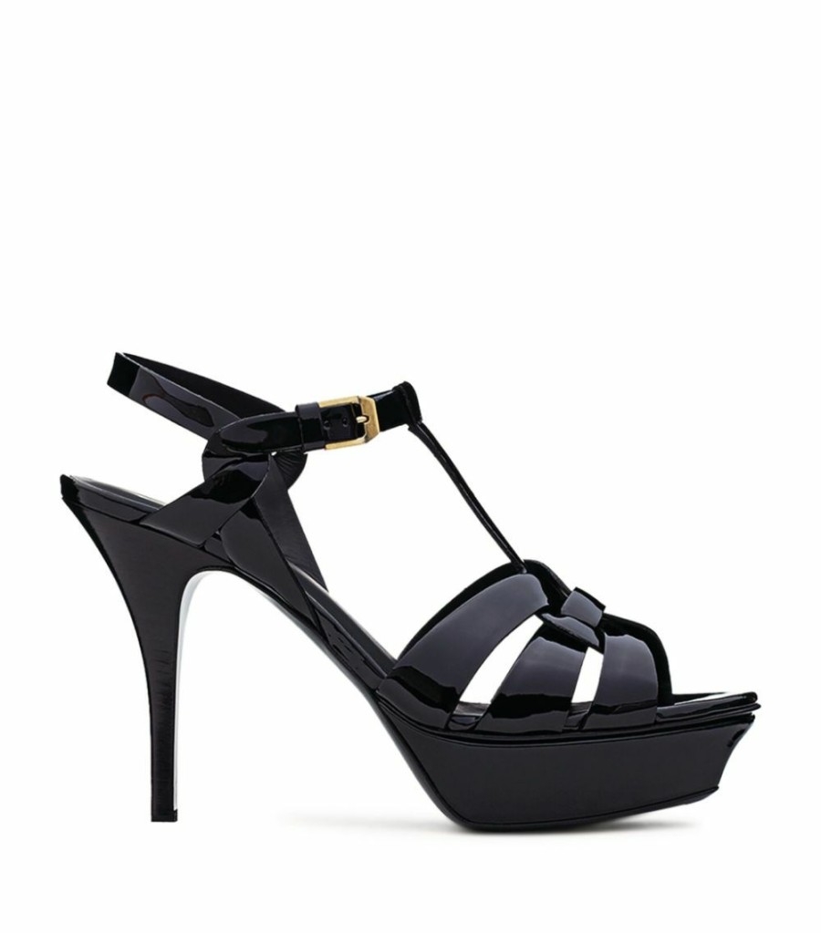 Women * | Best Pirce Saint Laurent Leather Tribute Platform Sandals 105 1000 Heeled Sandals