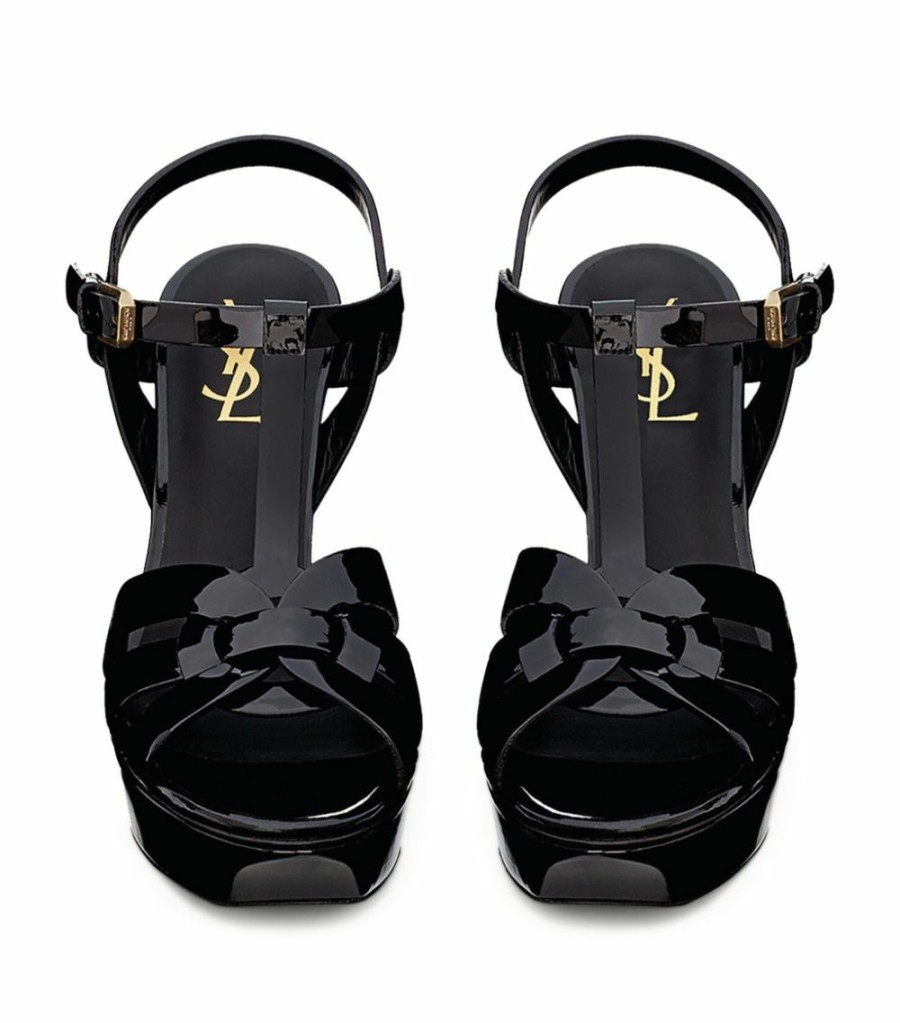 Women * | Best Pirce Saint Laurent Leather Tribute Platform Sandals 105 1000 Heeled Sandals