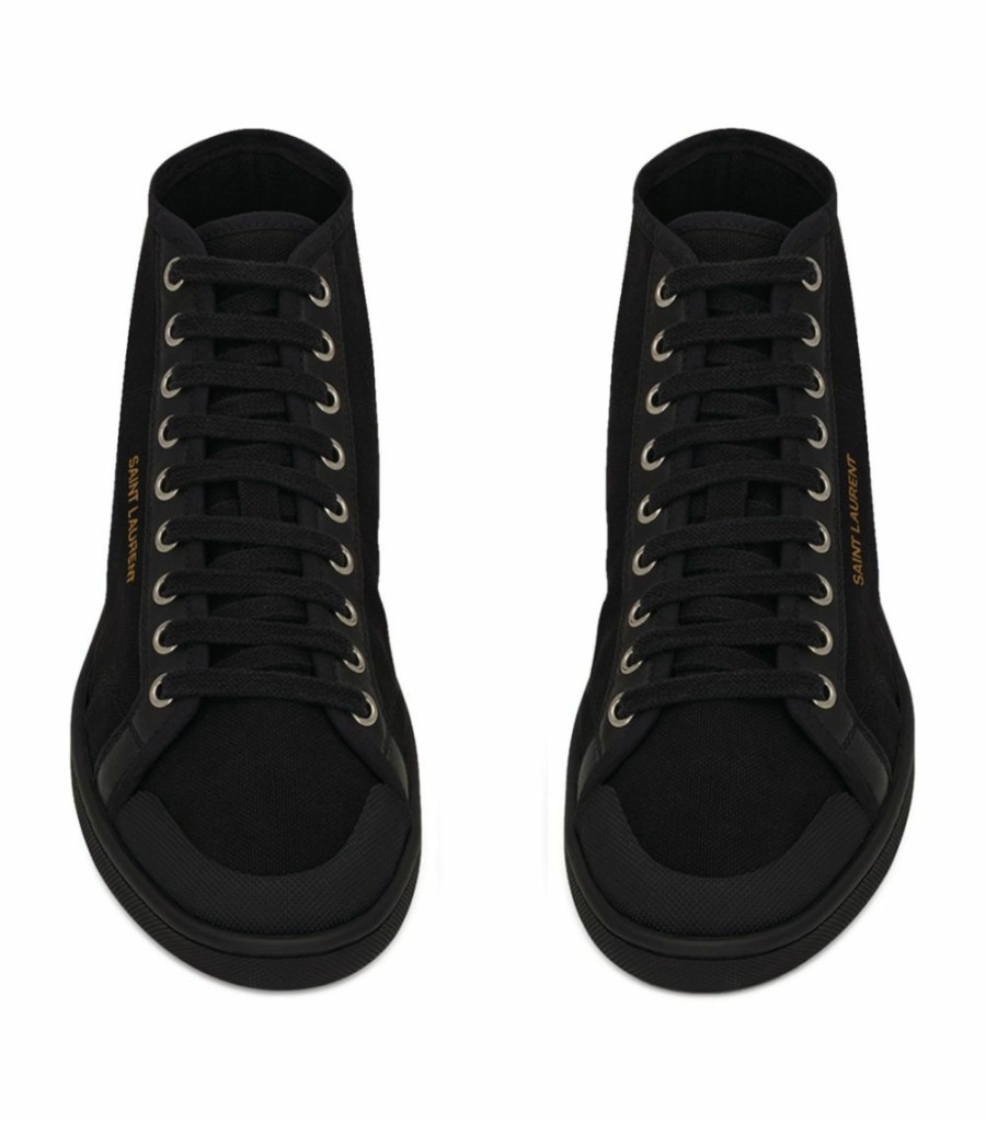 Men * | Coupon Saint Laurent Canvas Lace-Up Sneakers 1000 High-Top Sneakers