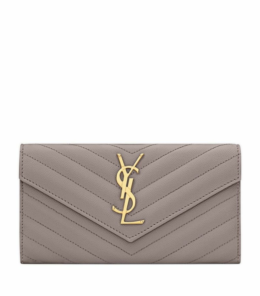 Women * | Brand New Saint Laurent Large Matelasse Monogram Flap Wallet 1202 Wallets