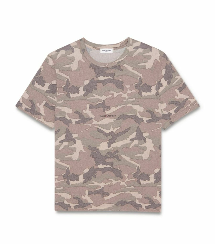 Women * | Buy Saint Laurent Camouflage Boyfriend T-Shirt 3045 T-Shirts