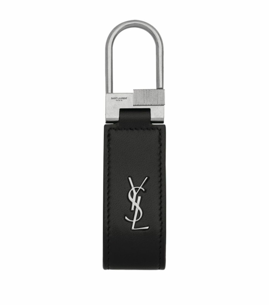 Jewellery & Watches * | Promo Saint Laurent Leather Monogram Keychain 1000 Rings