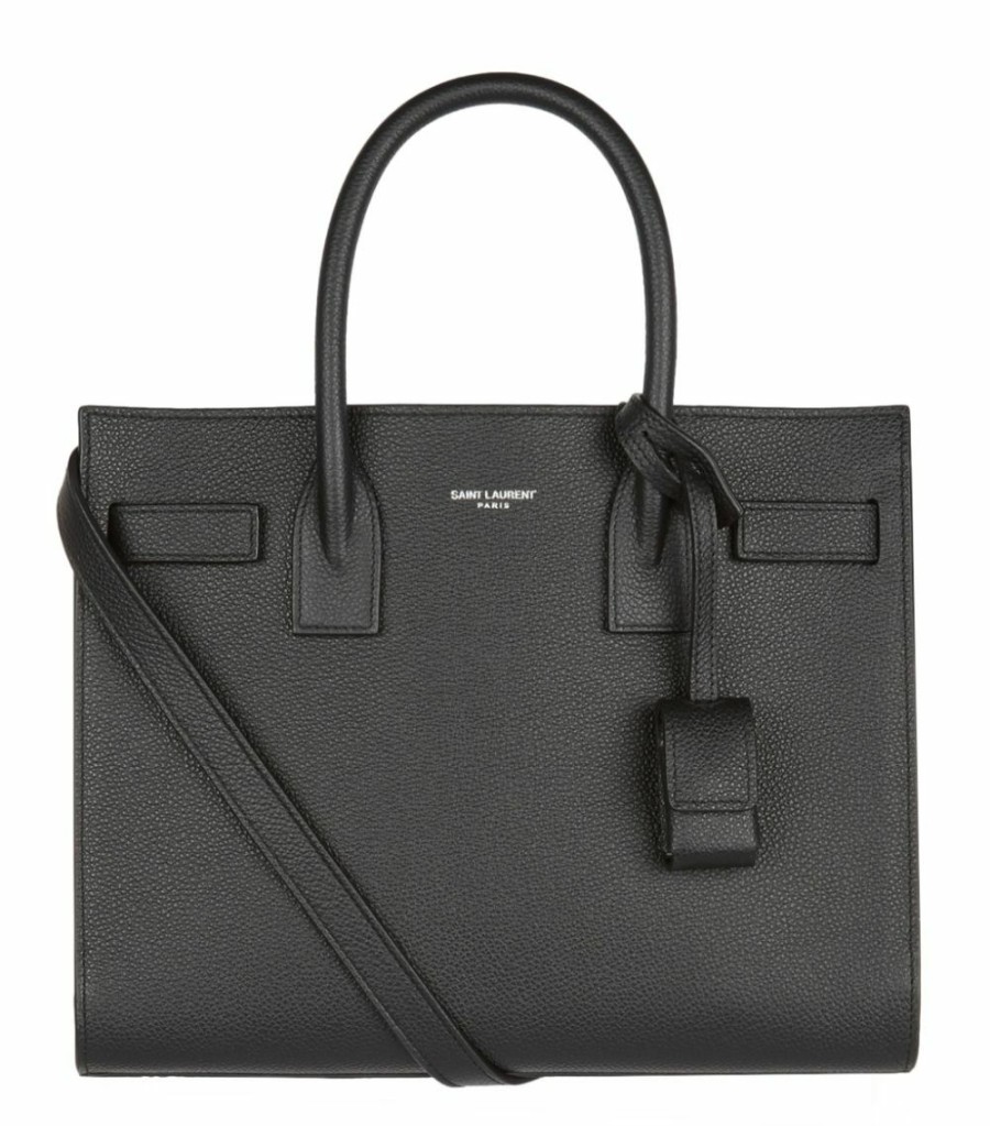 Women * | Flash Sale Saint Laurent Baby Sac De Jour Grained Leather Tote Bag 1000 Tote Bags