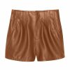 Women * | Best Deal Saint Laurent Leather Shorts 2576