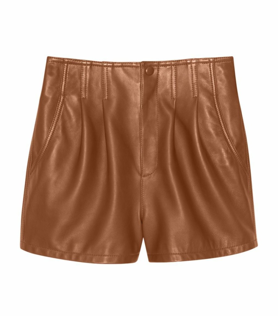 Women * | Best Deal Saint Laurent Leather Shorts 2576