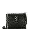 Women * | Budget Saint Laurent Medium Sunset Croc-Embossed Shoulder Bag 1000 Shoulder Bags