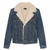 Women * | Top 10 Saint Laurent Denim Shearling-Lined Jacket 4028 Denim Jackets