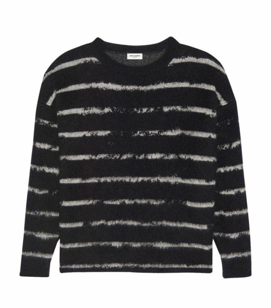 Men * | Coupon Saint Laurent Mohair-Blend Striped Sweater 1095 Jumpers