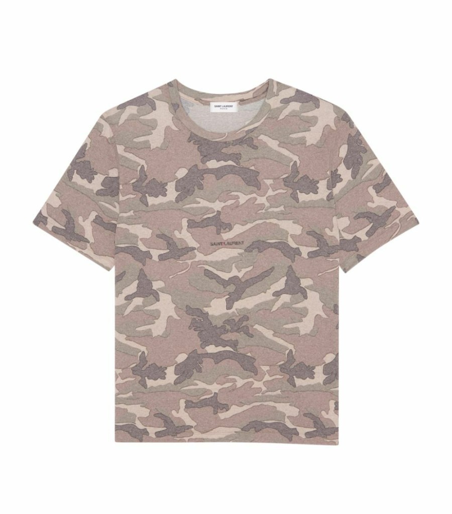 Men * | Coupon Saint Laurent Camouflage T-Shirt 3045 Printed T-Shirts