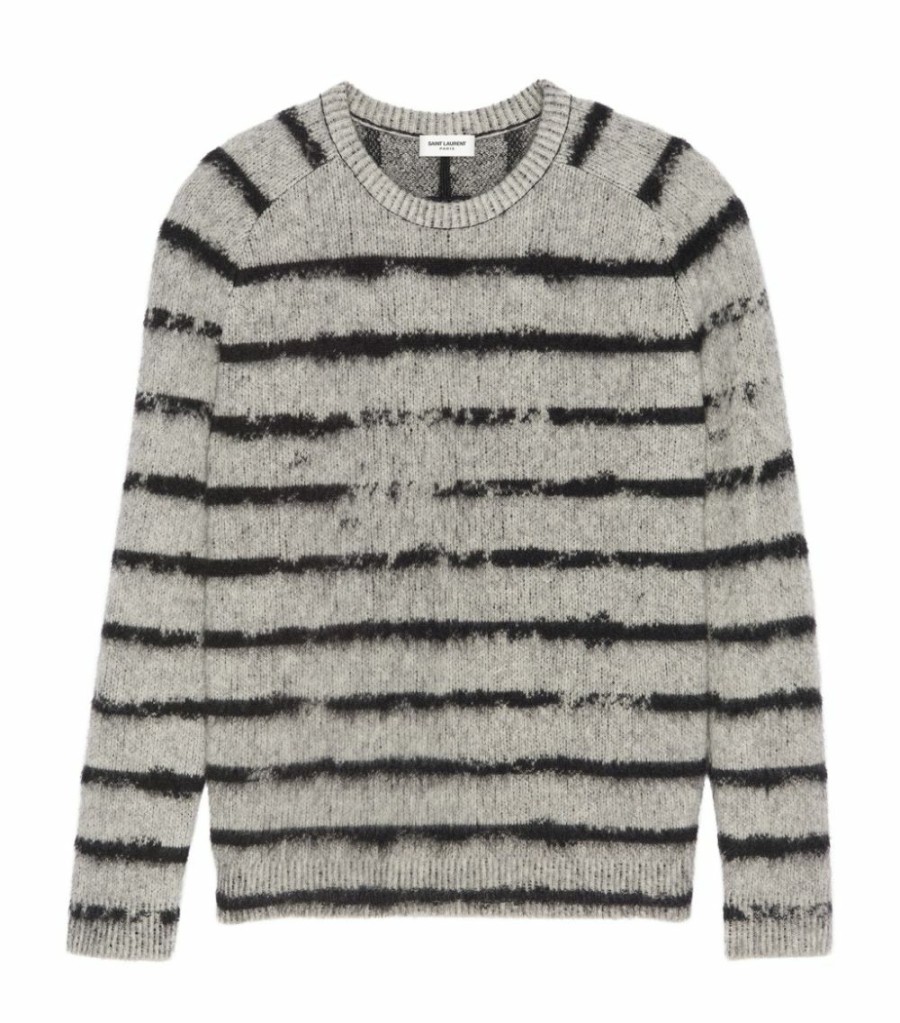 Men * | Best Pirce Saint Laurent Distressed Wool-Blend Sweater 1073 Jumpers