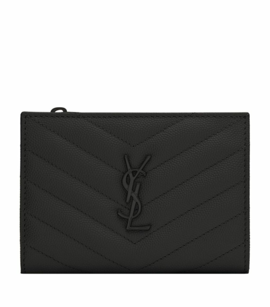 Women * | Deals Saint Laurent Quilted Leather Bifold Pouch 1000 Pouches