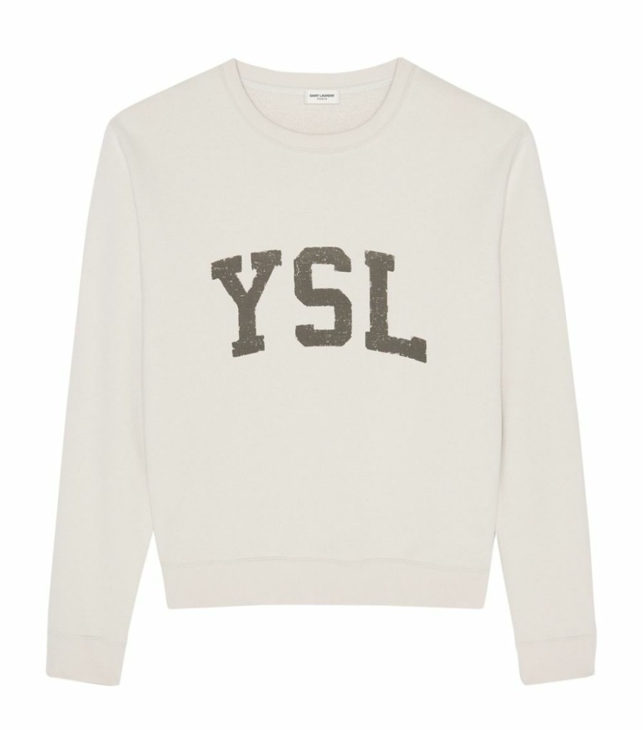 Men * | Best Deal Saint Laurent Logo Sweatshirt 9766 Printed T-Shirts