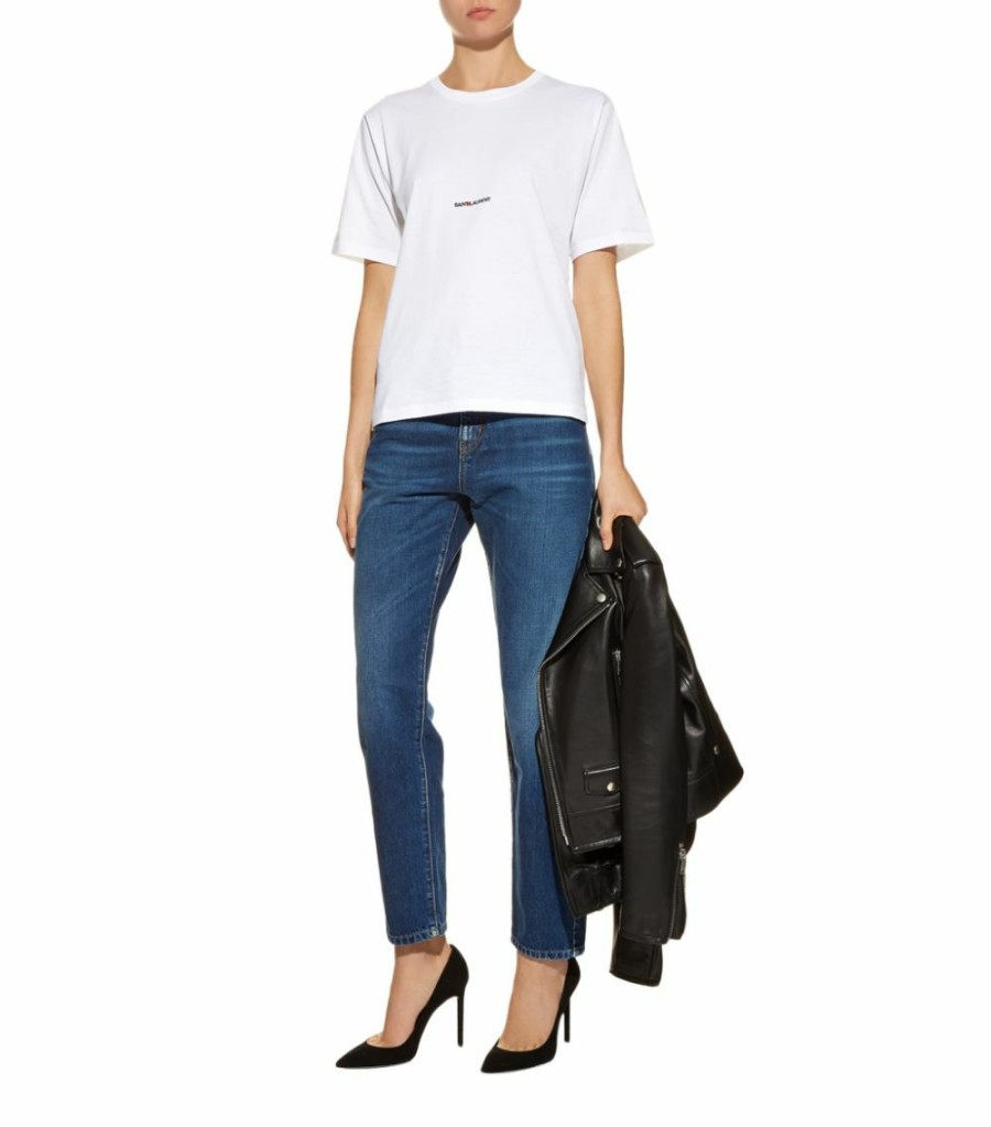 Women * | Cheap Saint Laurent Logo Print T-Shirt 9000 T-Shirts