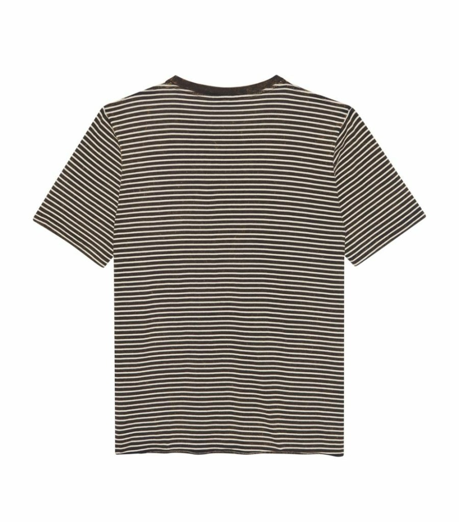 Men * | Coupon Saint Laurent Striped Monogram T-Shirt 1184 Logo T-Shirts