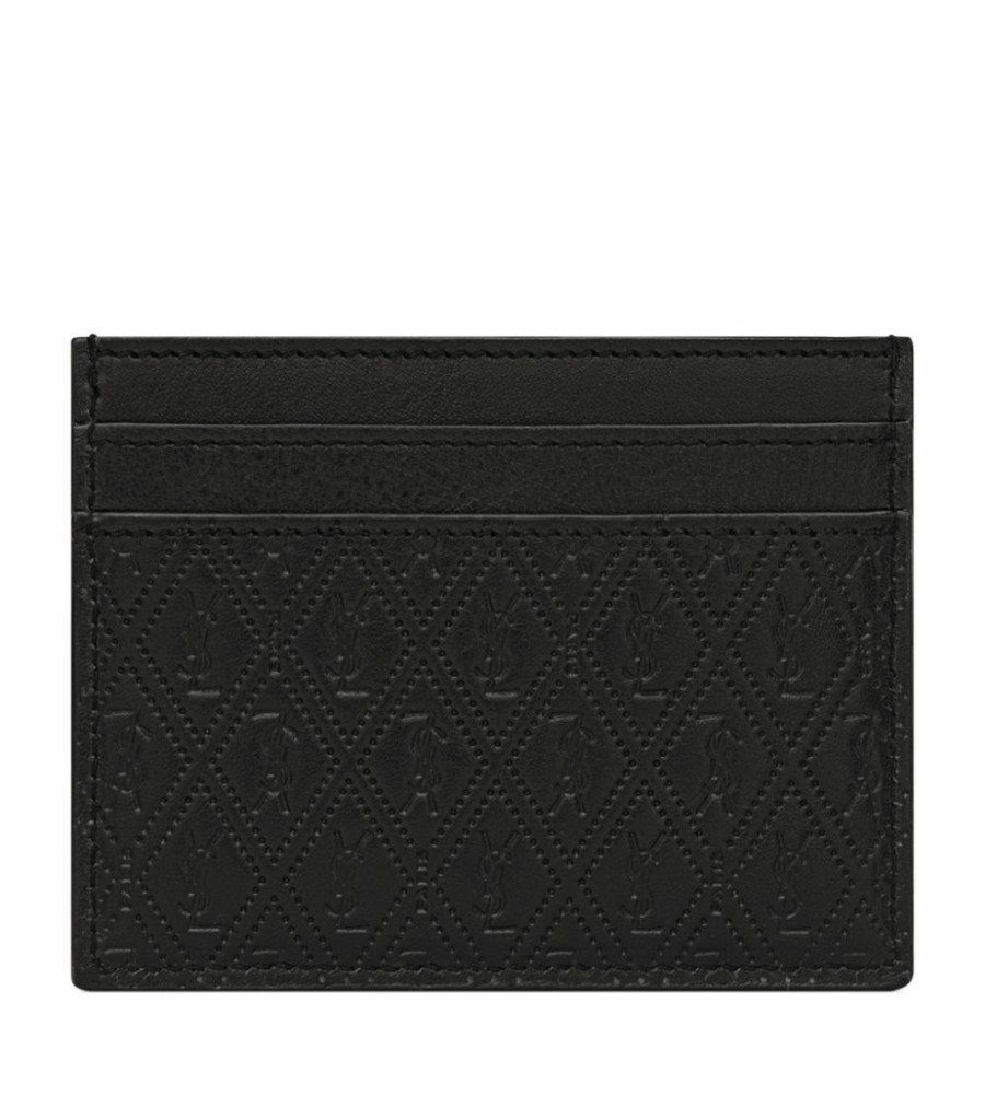 Men * | Discount Saint Laurent Leather Monogram Card Holder 1000 Cardholders