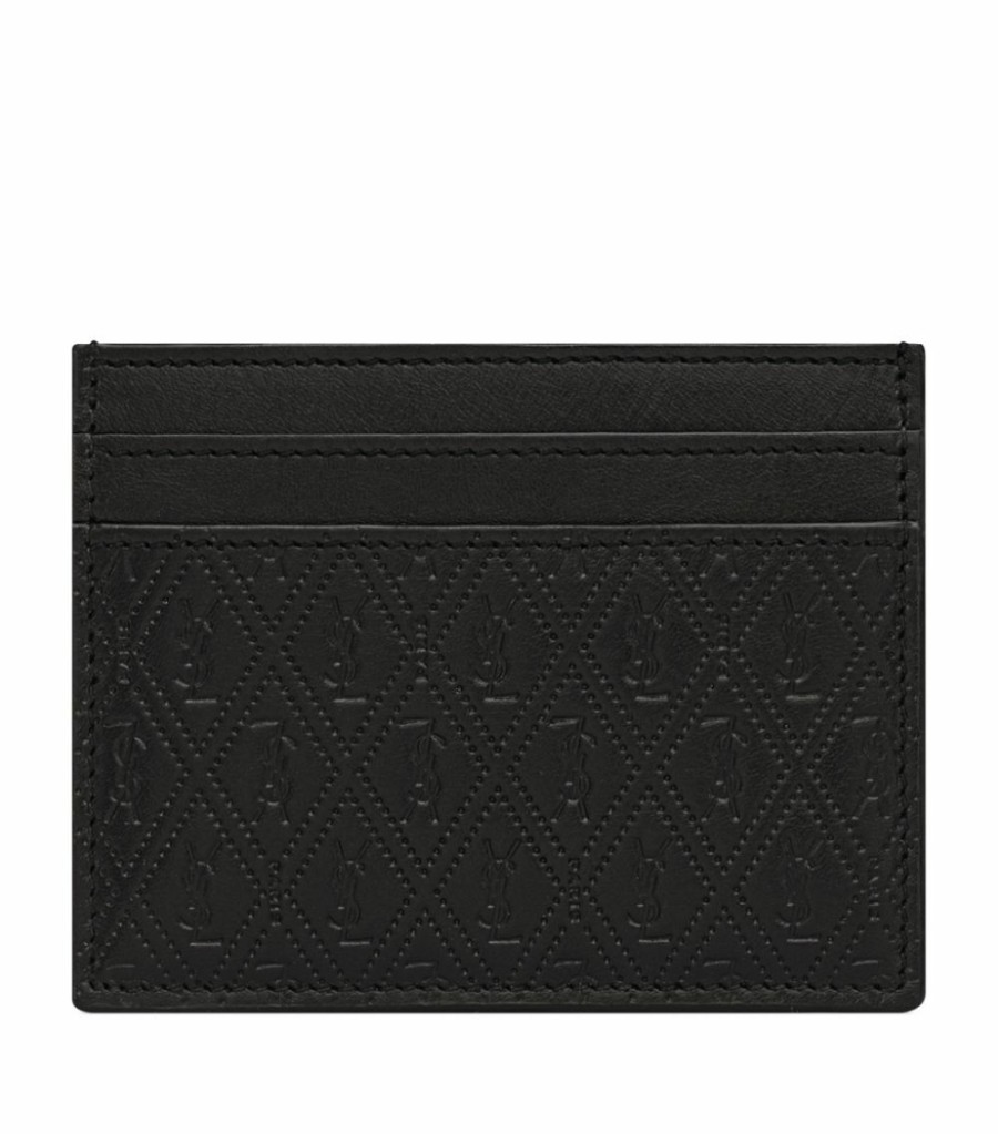 Men * | Discount Saint Laurent Leather Monogram Card Holder 1000 Cardholders