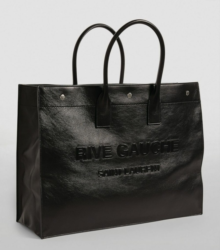 Men * | Promo Saint Laurent Leather Rive Gauche Tote Bag 1000 Holdalls