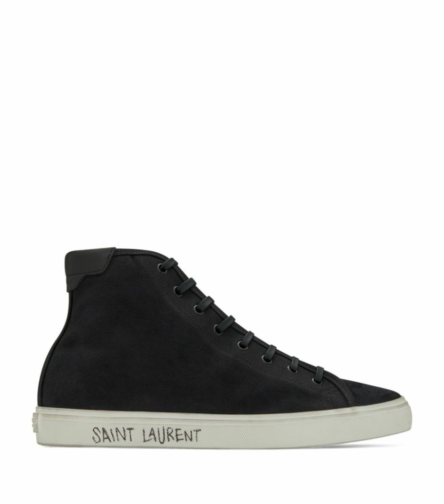 Men * | Buy Saint Laurent Distressed Logo Malibu Sneakers 1000 Low-Top Sneakers