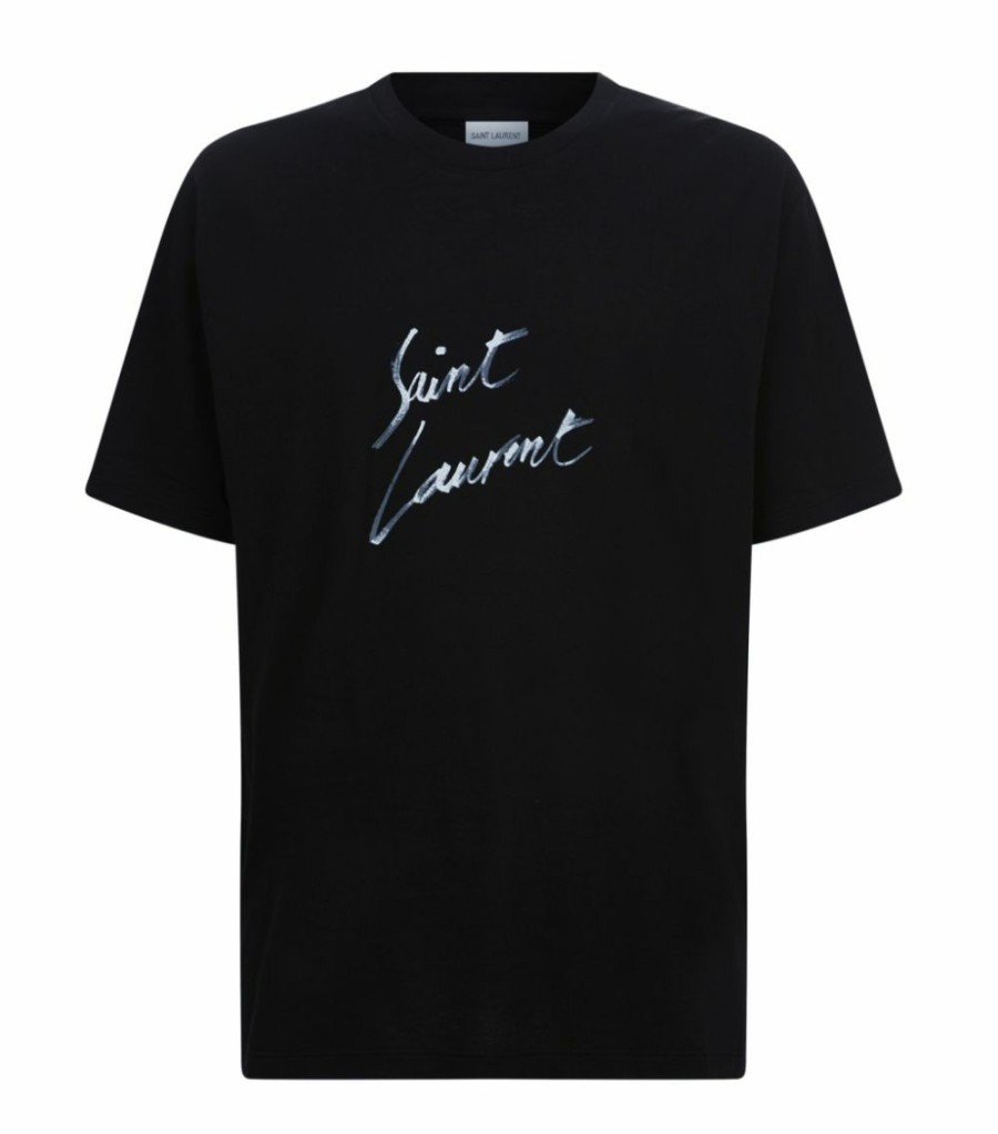 Men * | Discount Saint Laurent Logo Signature T-Shirt 9787 Printed T-Shirts