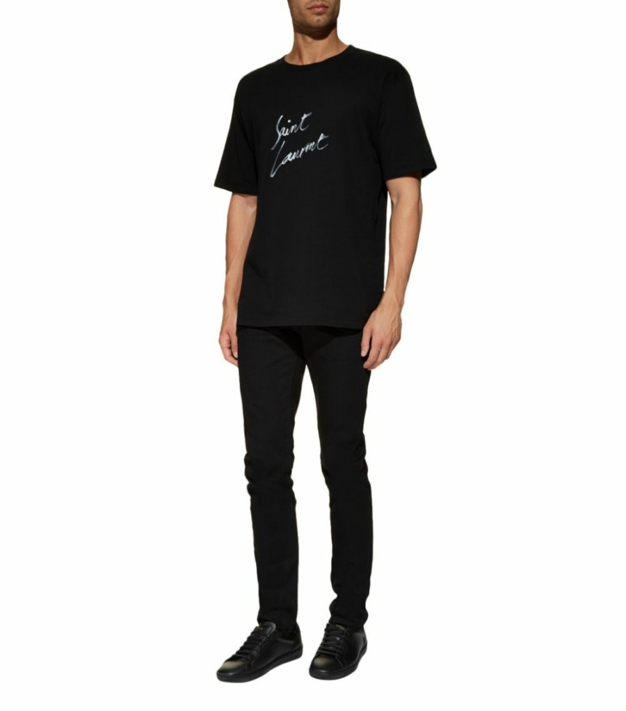 Men * | Discount Saint Laurent Logo Signature T-Shirt 9787 Printed T-Shirts