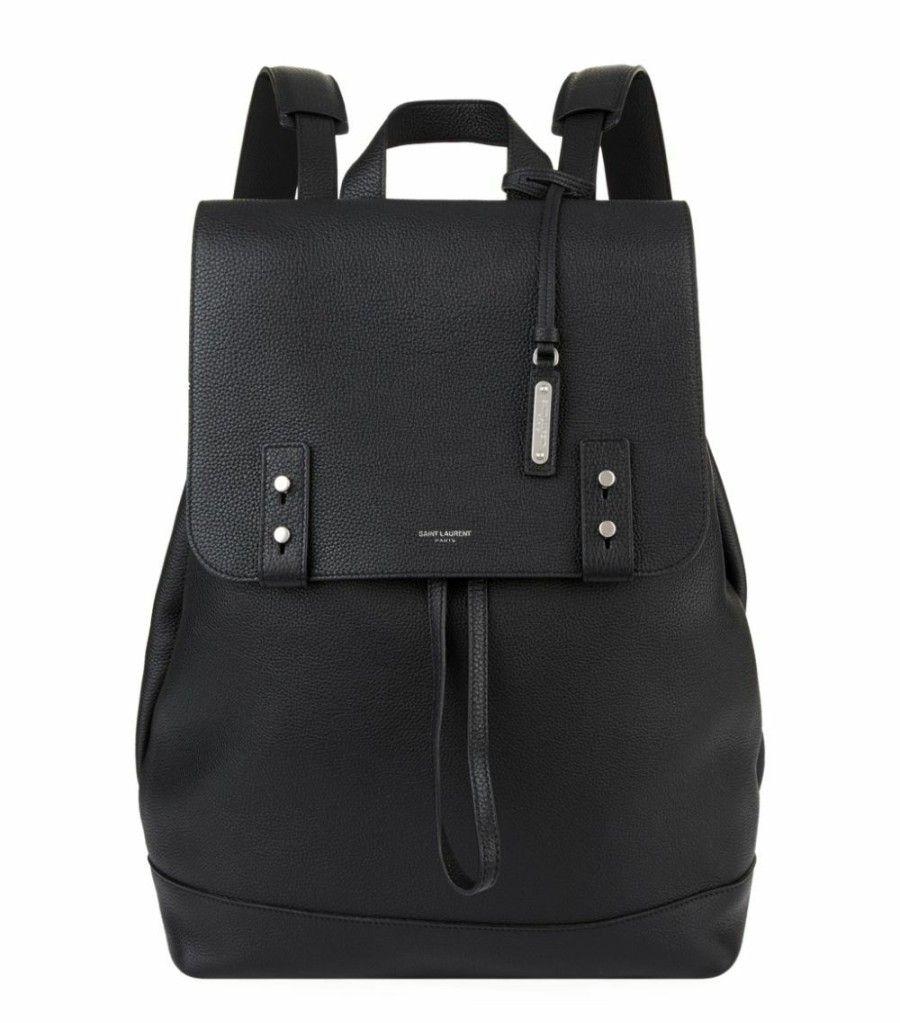 Men * | Buy Saint Laurent Leather Drawstring Backpack 1000 Backpacks