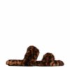 Women * | Flash Sale Saint Laurent Fur Leopard Print Slides 2094 Flat Sandals