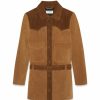 Women * | Promo Saint Laurent Suede Western-Style Coat 2524 Blazers