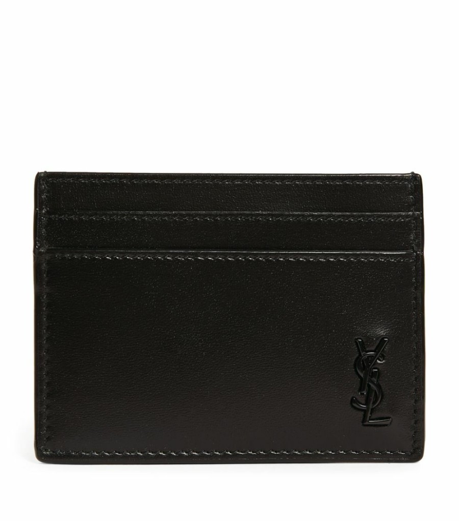 Men * | Discount Saint Laurent Leather Monogram Card Holder 1000 Cardholders