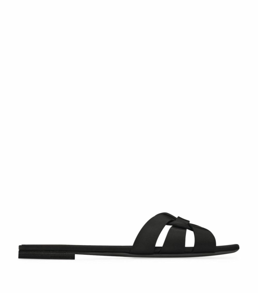 Women * | Best Pirce Saint Laurent Leather Tribute Slides 1000