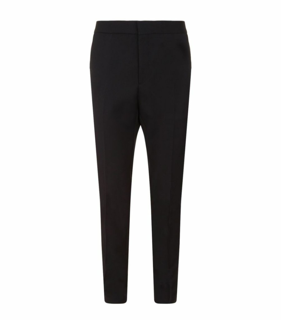 Men * | Outlet Saint Laurent Satin Stripe Trousers 1000 Tailored Trousers