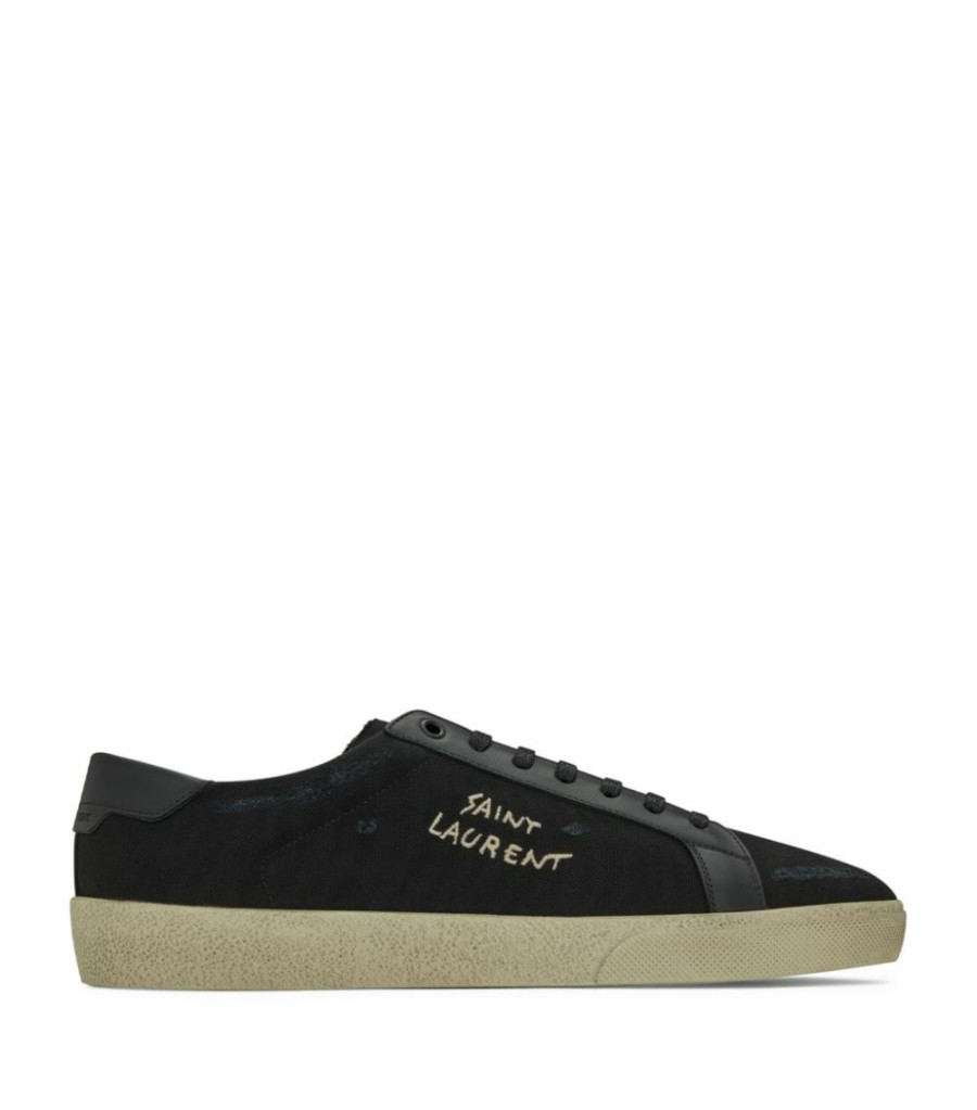 Men * | Budget Saint Laurent Leather Court Classic Sneakers 1000 Low-Top Sneakers