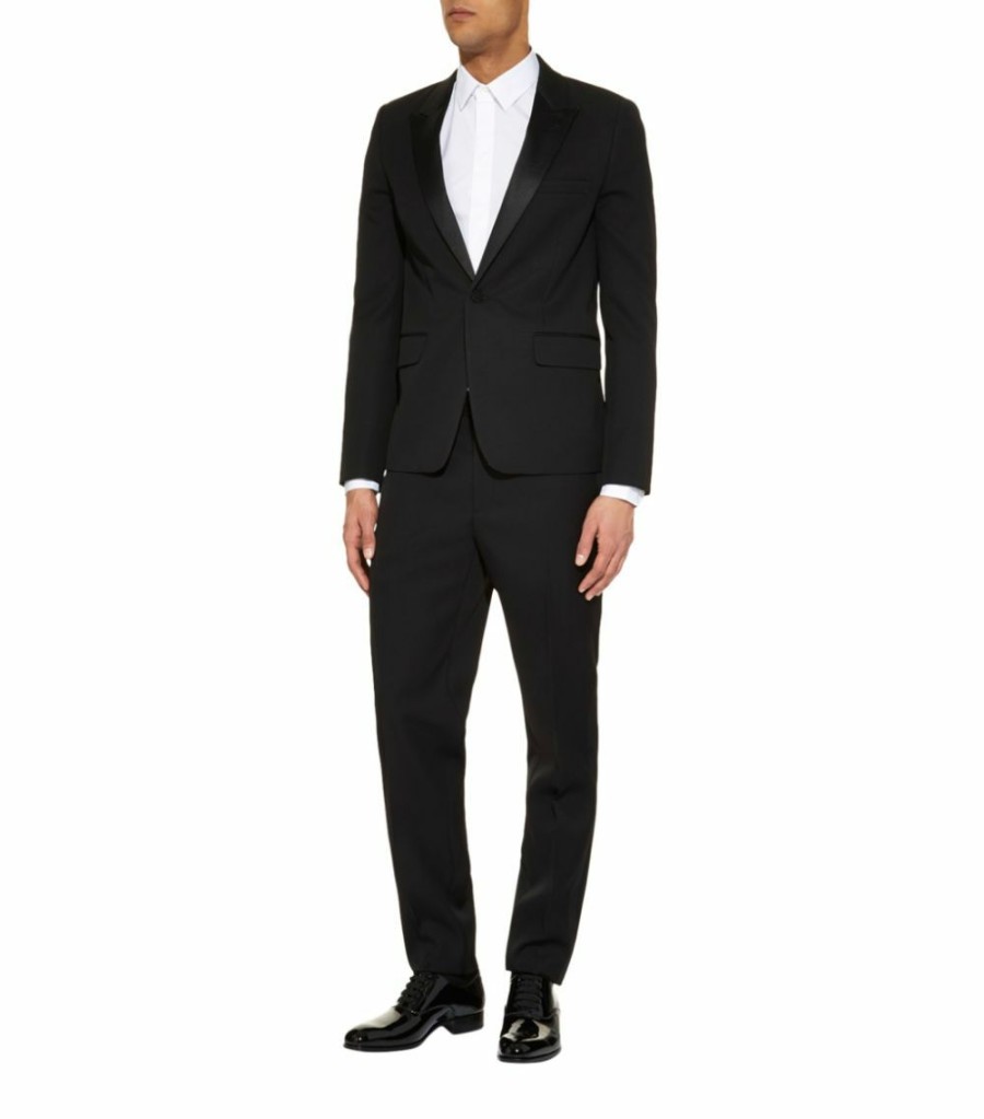 Men * | Top 10 Saint Laurent Satin Peak Lapel Tuxedo Jacket 1000 Blazers