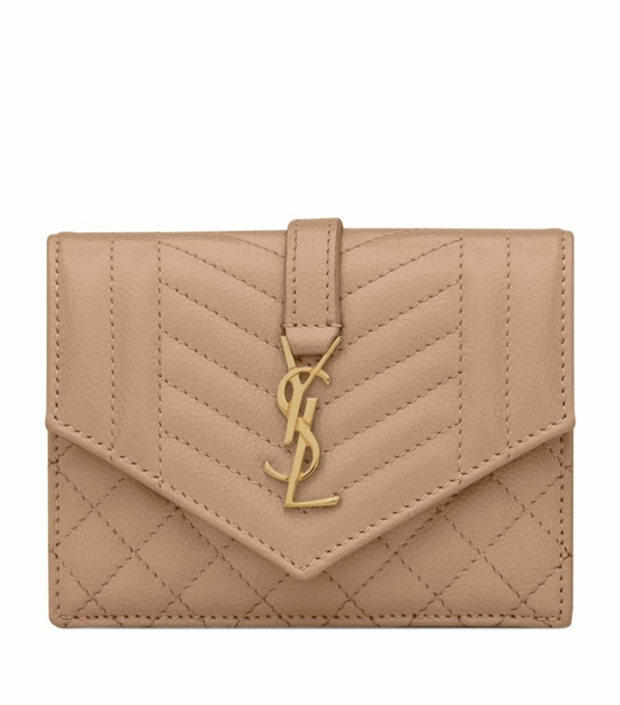 Women * | Best Reviews Of Saint Laurent Quilted Leather Card Case 2721 Card Holders