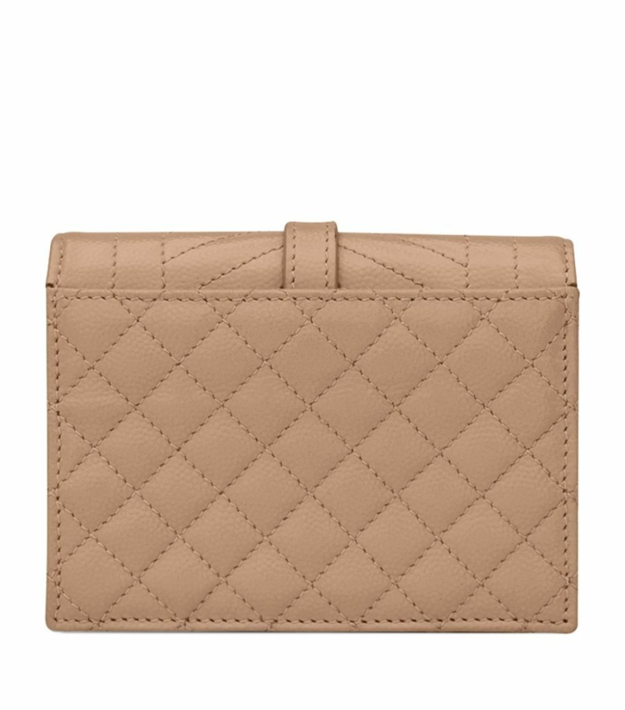 Women * | Best Reviews Of Saint Laurent Quilted Leather Card Case 2721 Card Holders