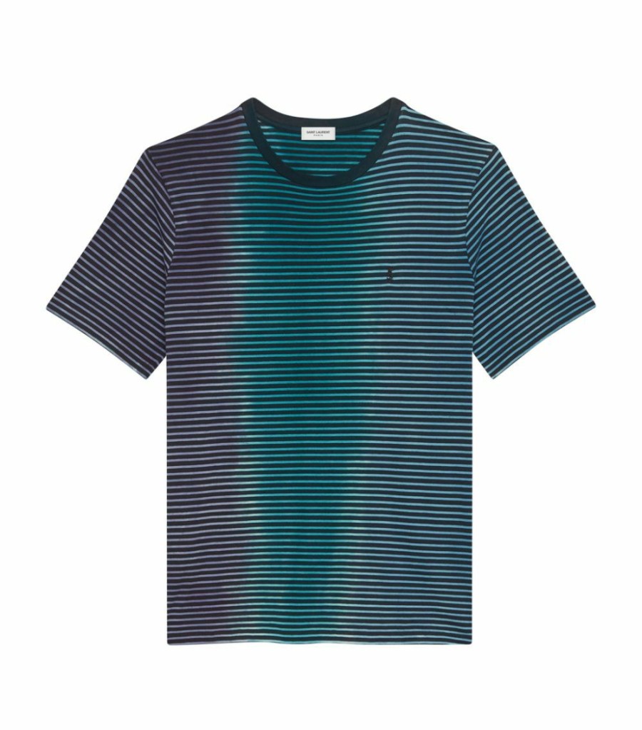 Men * | Promo Saint Laurent Cotton Tie-Dye T-Shirt 1051 Printed T-Shirts