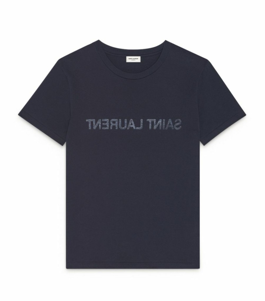 Men * | Promo Saint Laurent Logo T-Shirt 4145 Printed T-Shirts