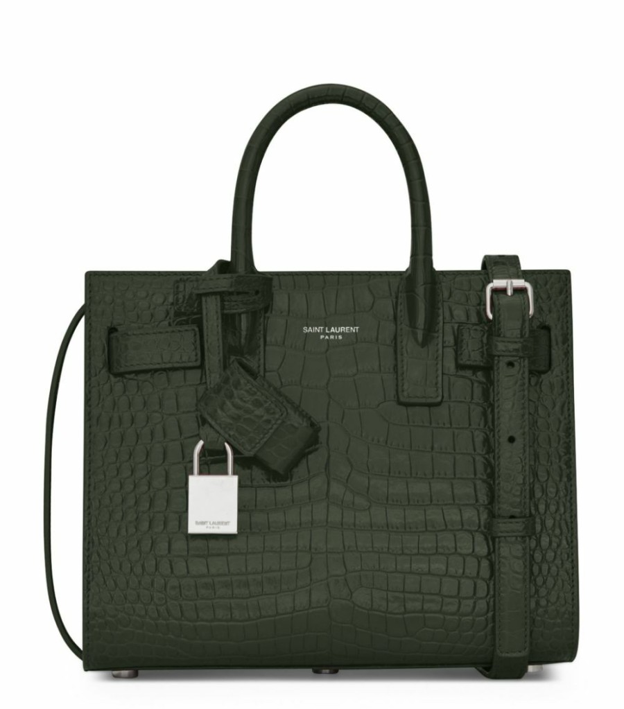 Women * | Best Pirce Saint Laurent Nano Sac De Jour Croc-Embossed Tote Bag 3045 Tote Bags