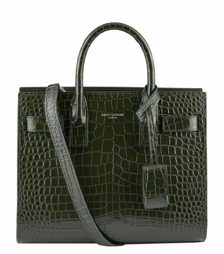 Women * | Best Pirce Saint Laurent Nano Sac De Jour Croc-Embossed Tote Bag 3045 Tote Bags