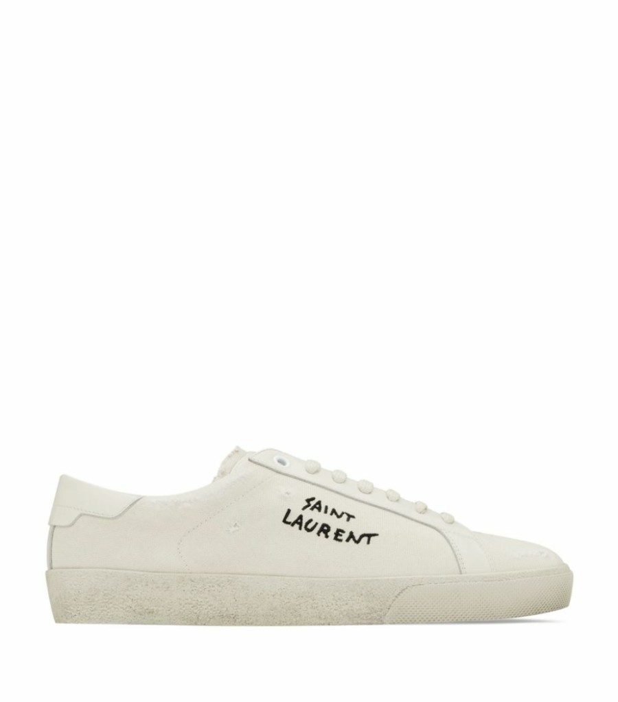 Women * | Best Deal Saint Laurent Canvas Court Classic Sl/06 Sneakers 9113 Low-Top Sneakers