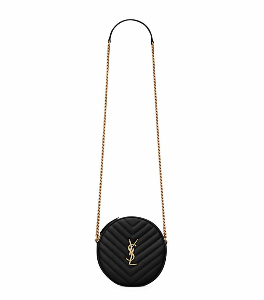 Women * | Buy Saint Laurent Vinyle Matelasse Round Camera Bag 1000 Camera Bags