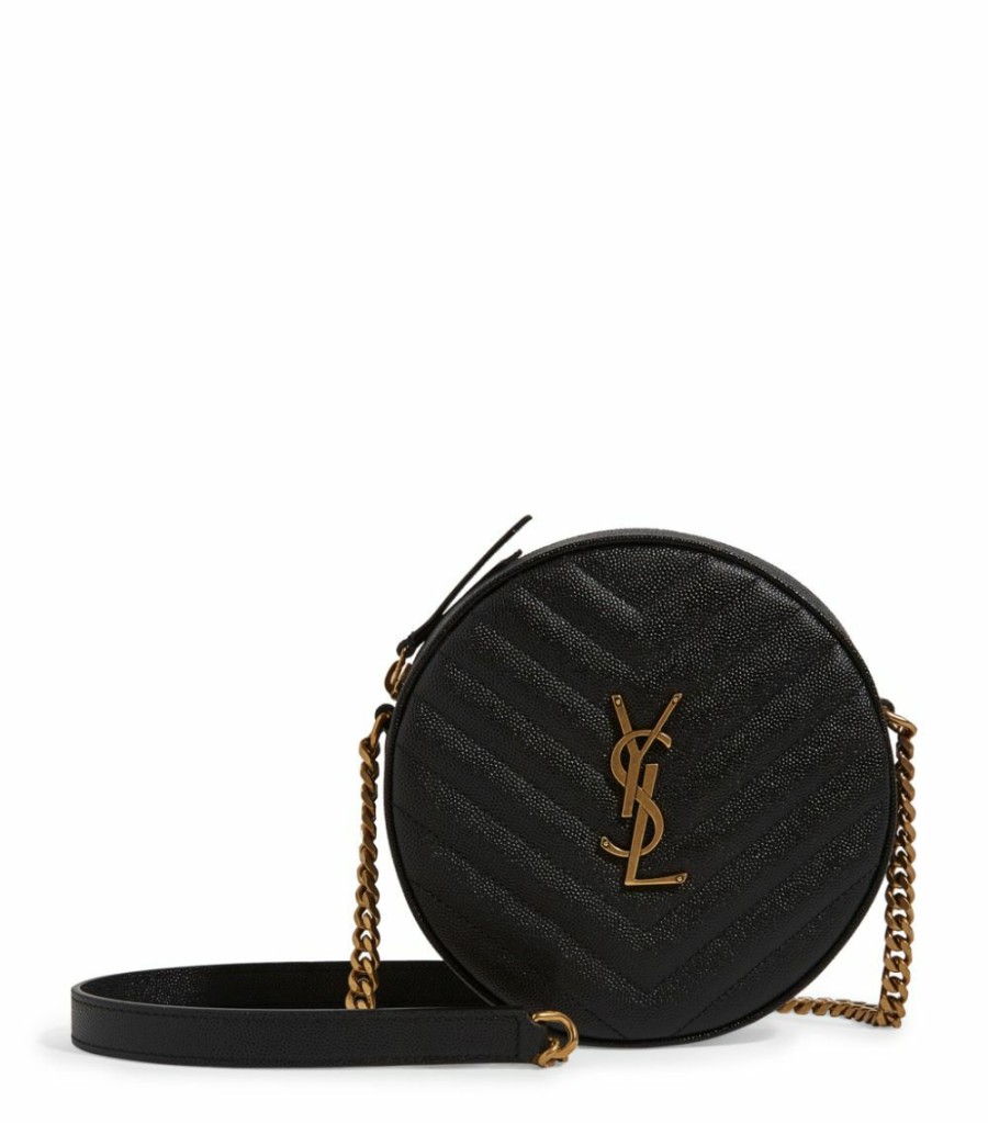 Women * | Buy Saint Laurent Vinyle Matelasse Round Camera Bag 1000 Camera Bags