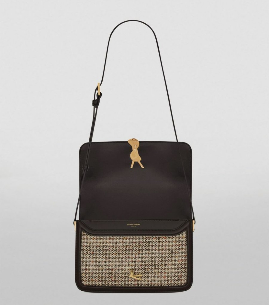 Women * | Outlet Saint Laurent Medium Solferino Tweed Satchel 2682 Shoulder Bags