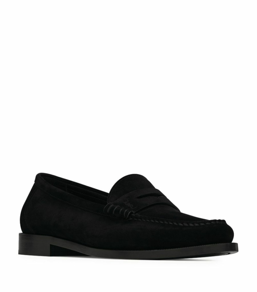 Men * | Brand New Saint Laurent Suede Penny Loafers 1000