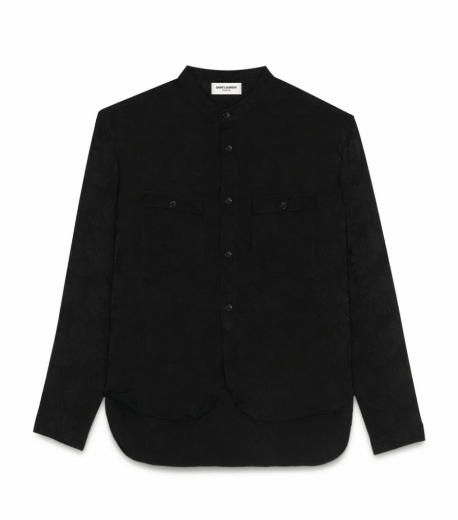 Men * | Buy Saint Laurent Silk Jacquard Shirt 1000 Formal Shirts