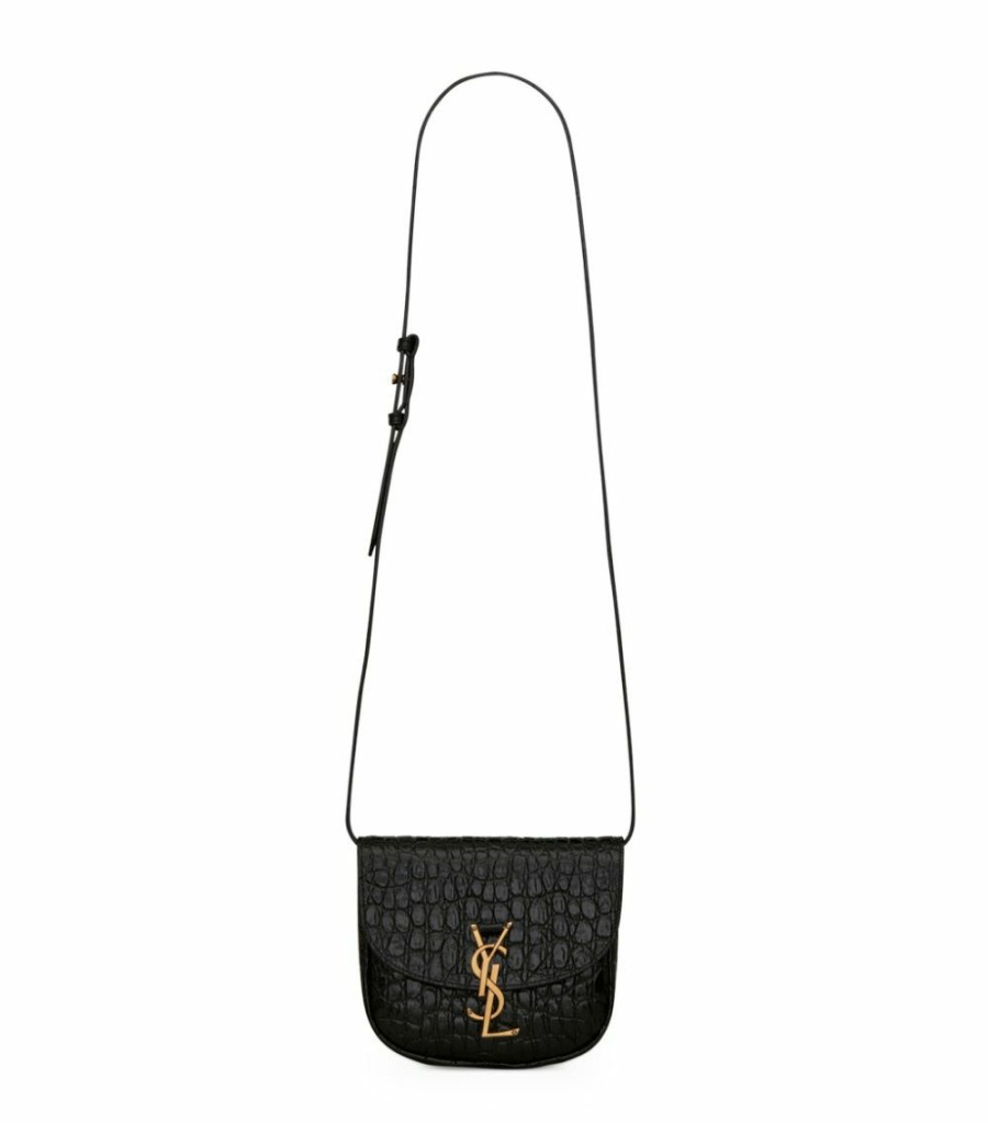 Women * | Wholesale Saint Laurent Small Kaia Croc-Embossed Satchel 1000 Satchels